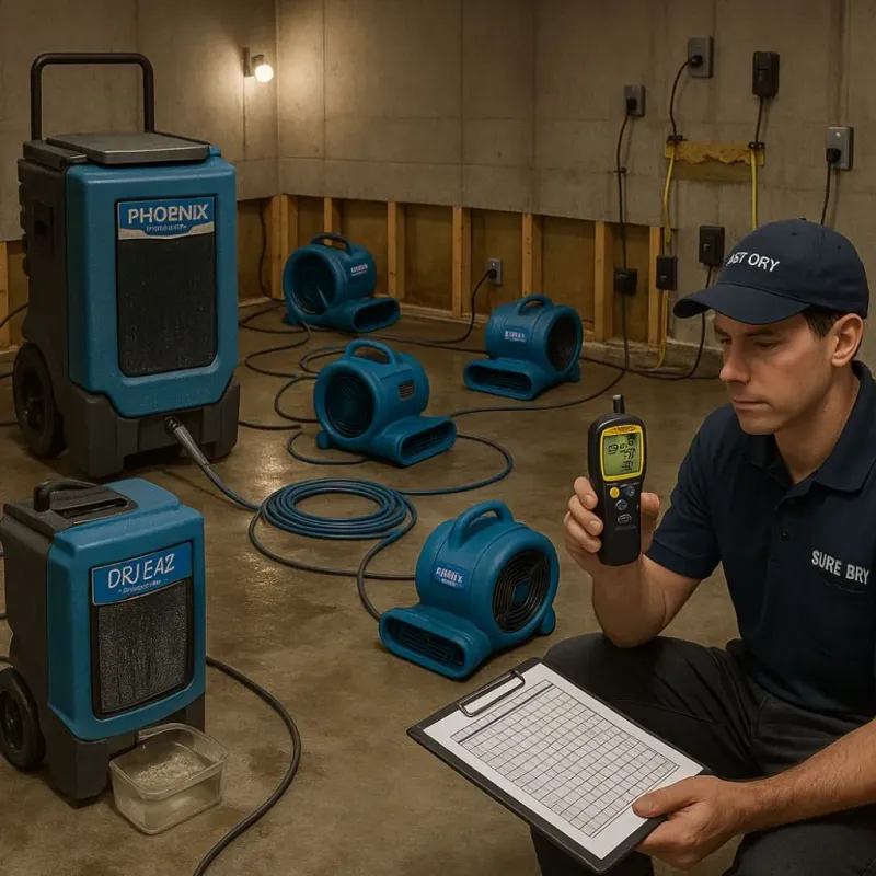 Structural Drying and Dehumidification process in McKenzie, TN